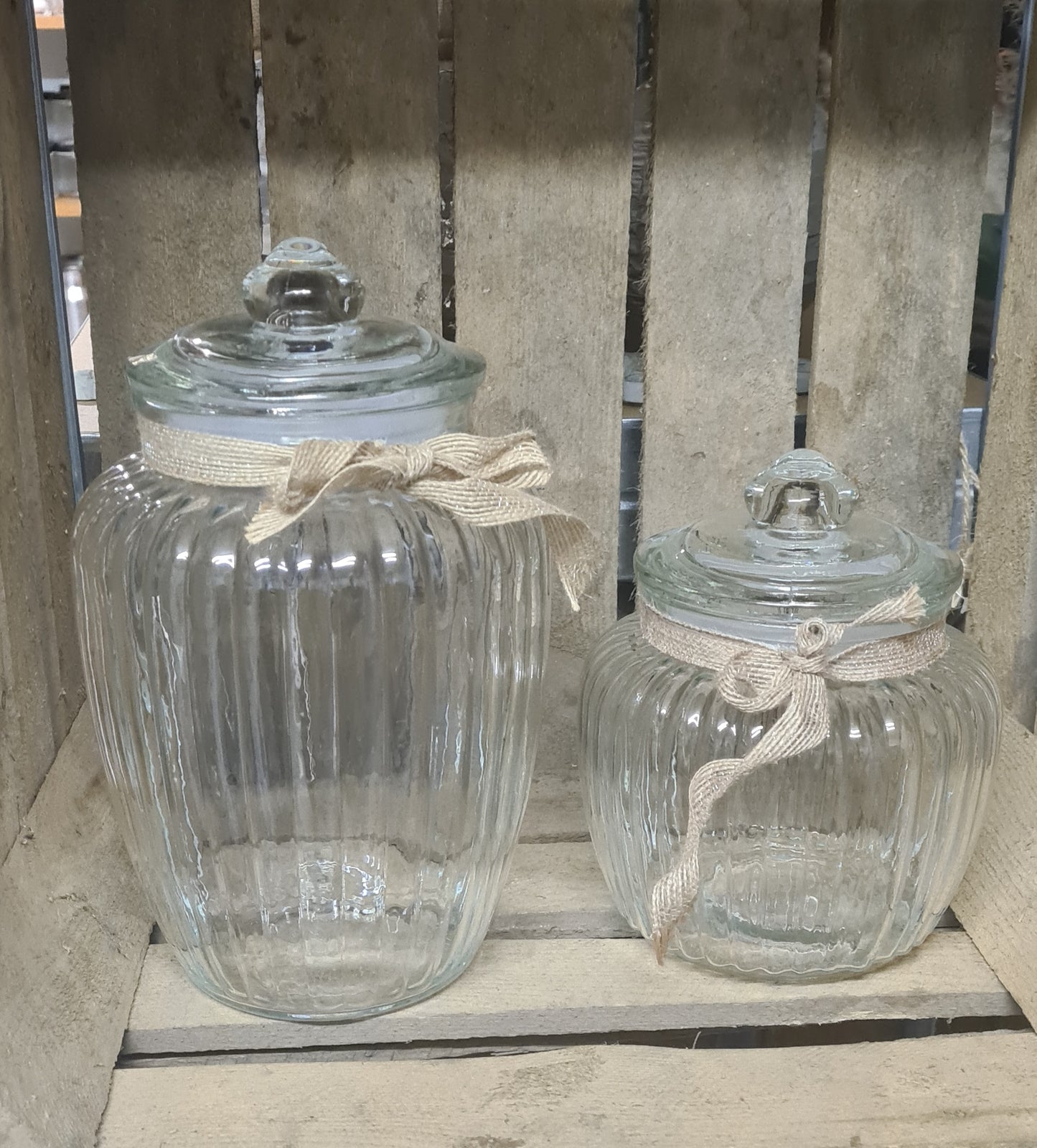 Bonbongläser 2 er Set Jute