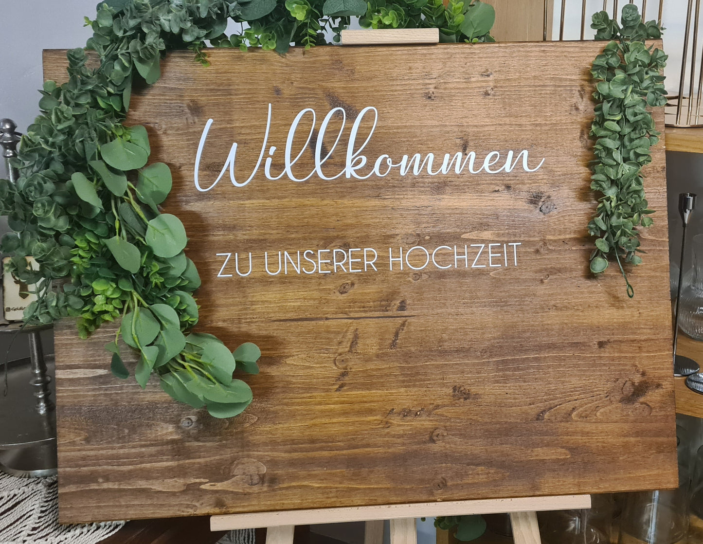 Schild " Willkommen zu unserer Hochzeit"