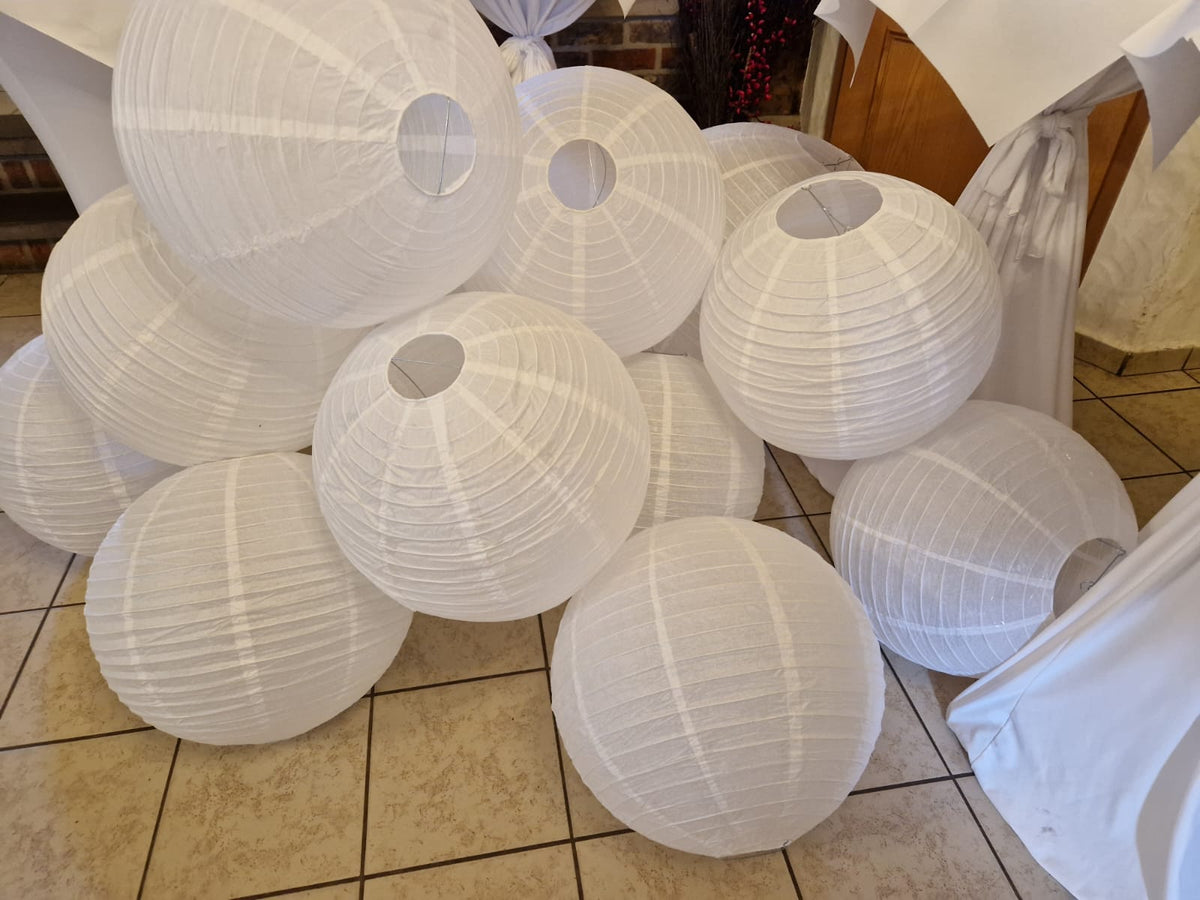 Lampions weiß Größe 50cm – Goldlanddeko
