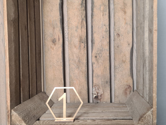 Tischnummer hexagon gold